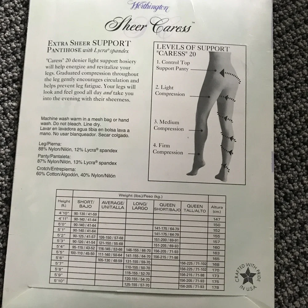 Sheer Caress VINTAGE NWT‎ 20 Light Support Control Top Pantyhose